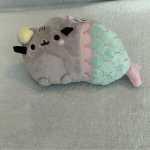 2017 Pusheen Retired Mini Mermaid Cat Green Pink Plush keychain backpack clip